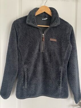 Columbia Women Charcoal Sherpa Quarter-Zip Pullover Size S
